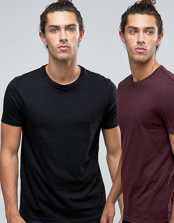 Asos 2 Pack T-shirt In Black/red Save - Multi