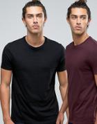 Asos 2 Pack T-shirt In Black/red Save - Multi