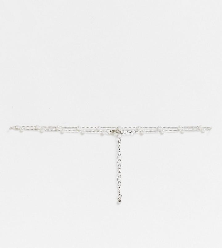 Designb London Exclusive Pearl Choker Necklace In Silver
