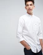 Hollister Logo Poplin Shirt Stretch Slim Fit In White - White