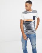 Jack & Jones Core T-shirt With Multi Stripe-white