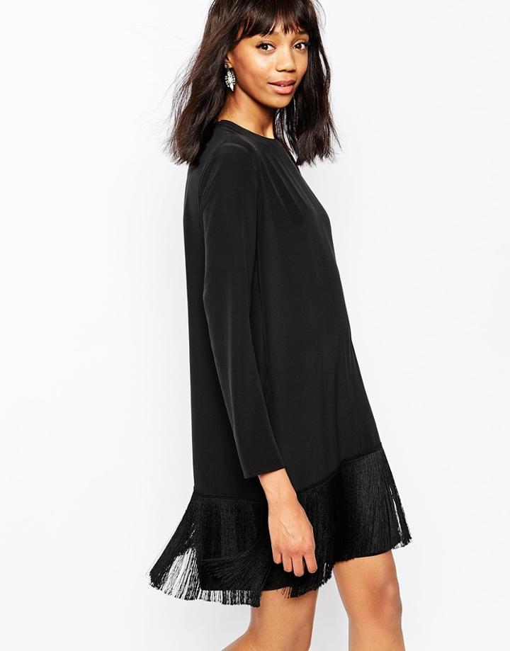 Sportmax Code Dionea Dress With Fringe Hem - Black