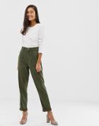 Miss Selfridge Cargo Pants With Belt In Khaki - Green