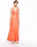 Asos Satin & Lace Maxi Dress - Orange