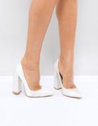 Be Mine Bridal Adeline Ivory Satin Block Heeled Pumps - White