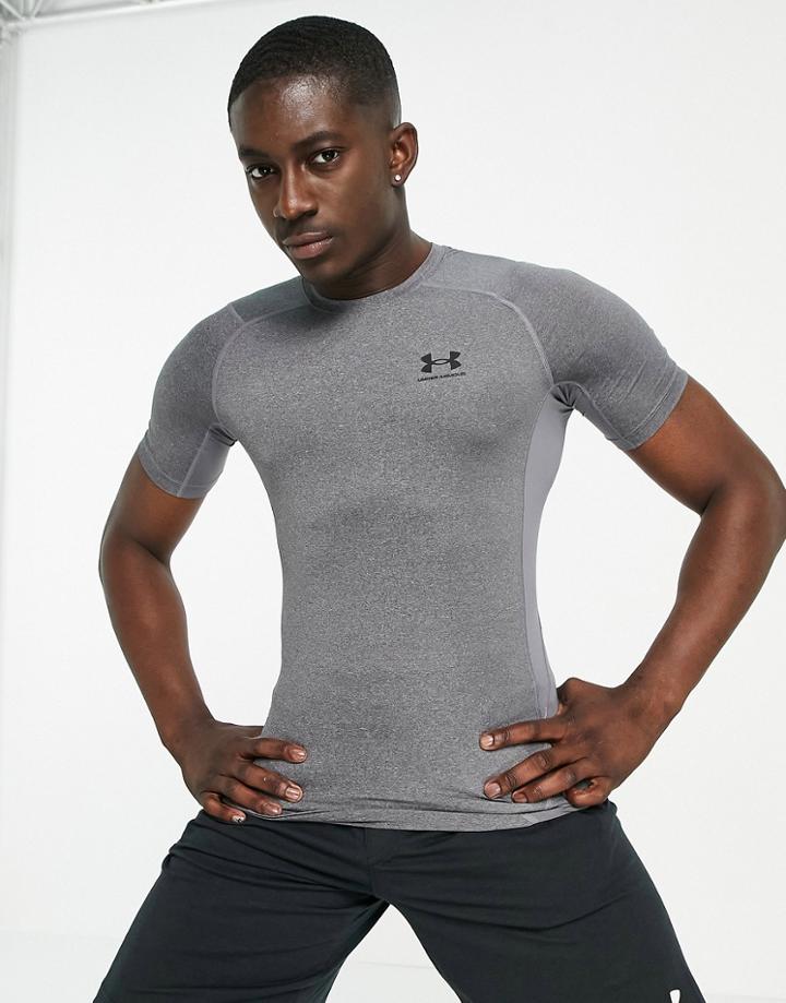 Under Armour Training Heatgear Base Layer T-shirt In Gray-grey