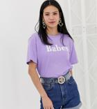 Monki Babes Print T-shirt In Lilac - Blue