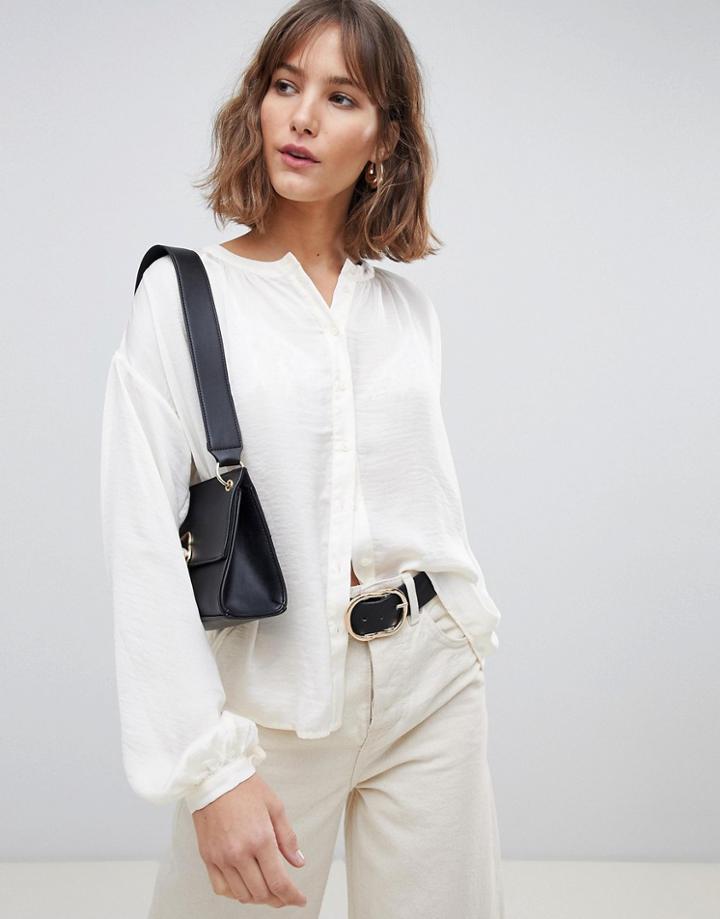 Vero Moda Button Down Long Sleeve Blouse - White