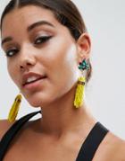 Asos Jewel Seedbead Strand Earrings - Multi