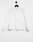 Vila Shirred Sleeve Shirt In White