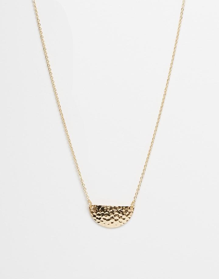 Asos Hammered Half Moon Ditsy Necklace - Gold
