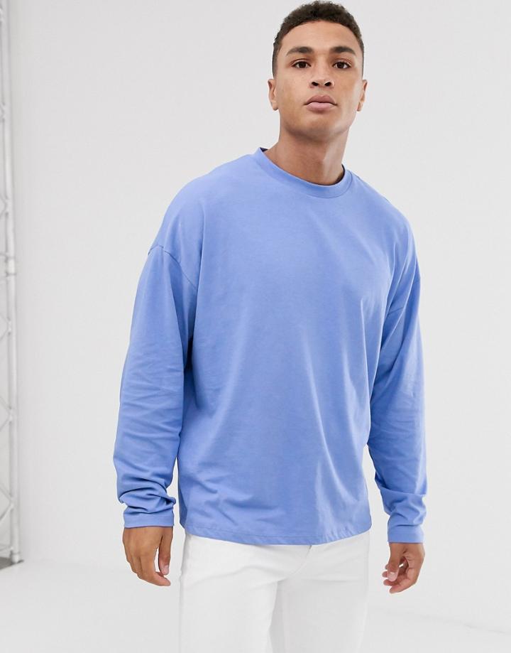 Asos Design Oversized Long Sleeve T-shirt In Blue