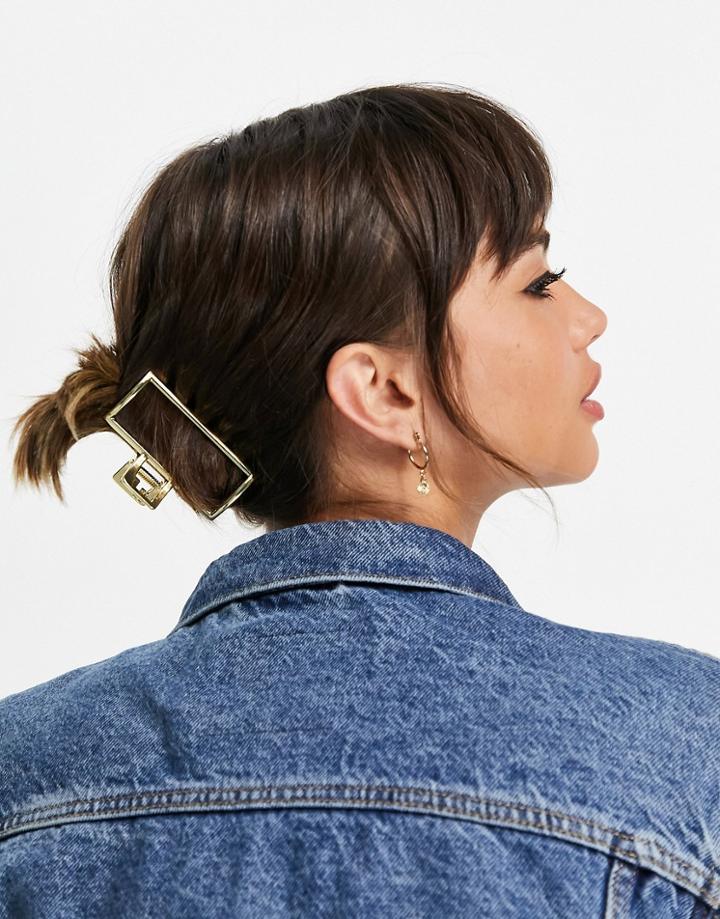 Topshop Minimal Cut Out Hair Claw In Gold