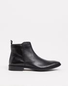 Silver Street Flat Boots With Inside Zip In Black Leather