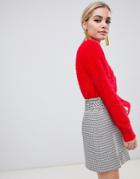 Missguided Longline Fluffy Sweater - Red