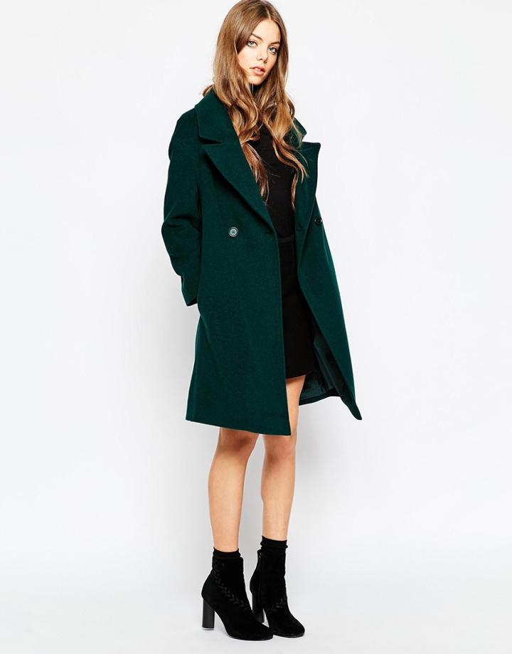 Helene Berman Forest Green Double Button Coat - Forest