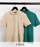 Asos Design 2 Pack Organic Muscle Fit Polo-multi