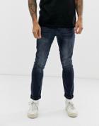 Burton Menswear Skinny Jeans In Vintage Dark Wash-blue