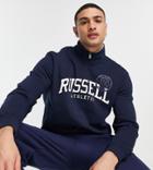 Russell Athletic Collegiate Half Zip Sweatshirt In Navy