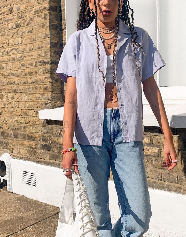 Weekday Wera Organic Cotton Pocket Shirt In Light Blue-blues