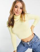 Asos Design Sweater In Fluffy Yarn With Cut Out Back Detail-yellow