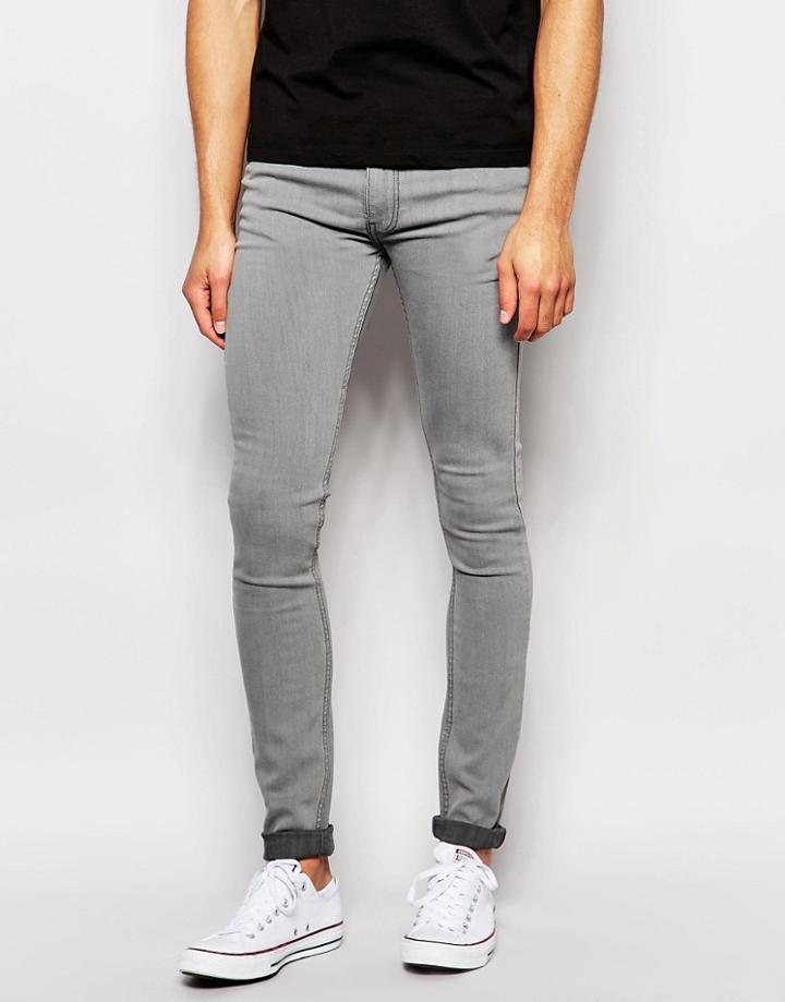 Ldn Dnm Skinny Jean Light Gray Wash - Gray