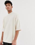 Asos Design Oversized T-shirt In Heavyweight Textured Fabric-white