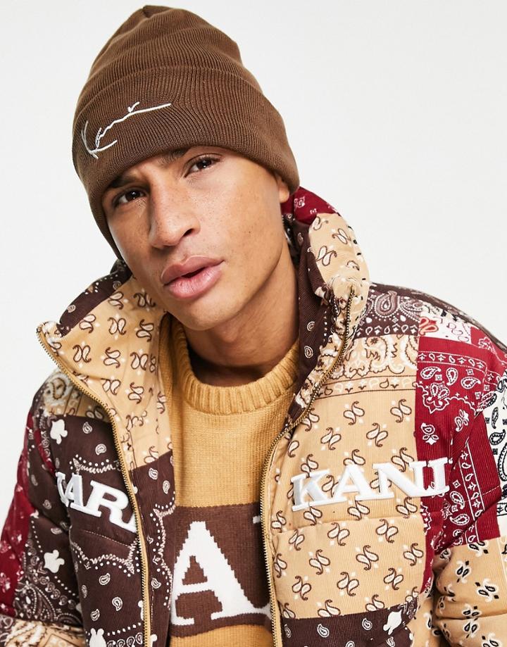 Karl Kani Signature Beanie In Dark Brown