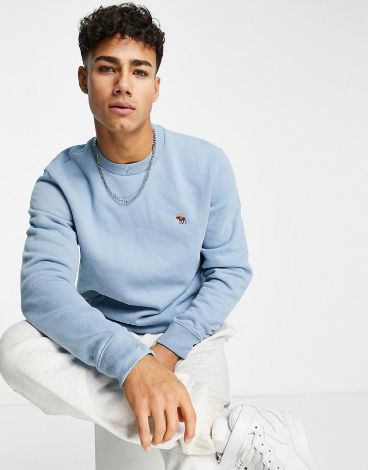 Abercrombie & Fitch Chest Logo Long Sleeve Top In Light Blue-gray
