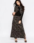 Liquorish Maxi Dress With Pussybow In Large Geo Print - Geo Print
