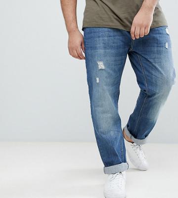 Badrhino Plus Tapered Fit Jeans In Rip & Repair - Stone