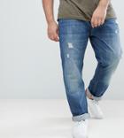 Badrhino Plus Tapered Fit Jeans In Rip & Repair - Stone