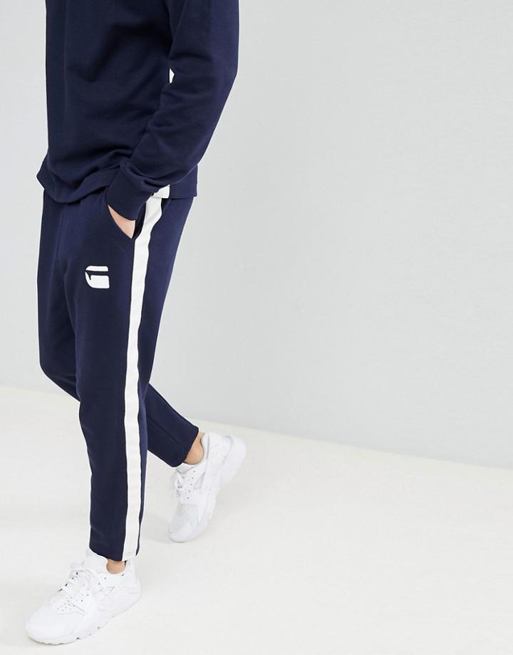 G-star Logo Sweatpants With Side Stripe - Navy