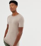 Asos Design Tall Organic Muscle Fit T-shirt With Crew Neck In Beige - Beige