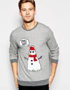 Asos Holidays Sweatshirt With Fluffy Snowman - Gray