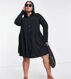 Asos Design Curve Mini Jersey Shirt Dress With Drop Waist In Black