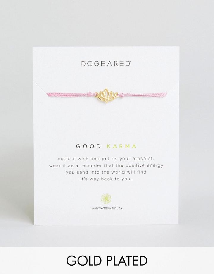 Dogeared Gold Plated Good Karma Rose Silk Adjustable Wish Bracelet - Gold