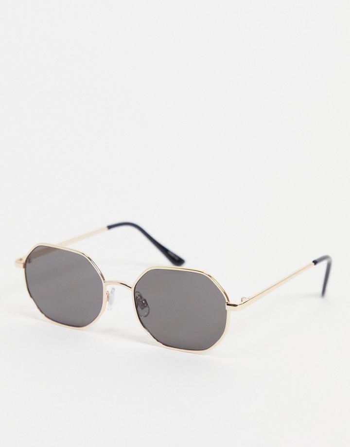 Madein. Slim Line Hex Sunglasses-gold