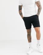 Asos Design Skinny Chino Shorts With Elastic Waist In Black