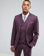 Asos Skinny Suit Jacket In 100% Wool In Dusky Purple - Purple