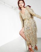 Asos Edition Disc And Teardrop Sequin Wrap Midi Dress In Gold