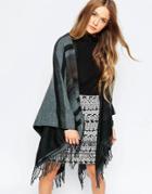B.young Striped Poncho - Gray