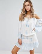 Surf Gypsy Printed Cold Shoulder Smock Beach Dress - Multi