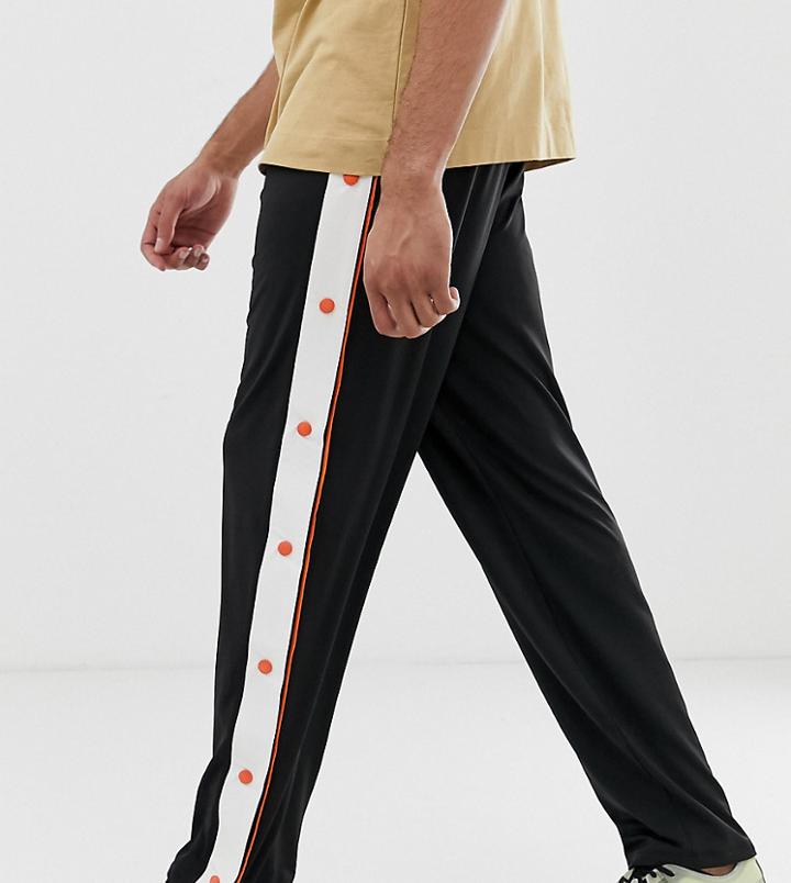 Collusion Tall Nylon Sweatpants With Poppers In Black
