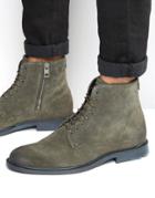 Boss Orange Cultroot Suede Lace Up Boots - Green
