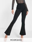 Asos Design Hourglass Ponte Flare Pant In Black