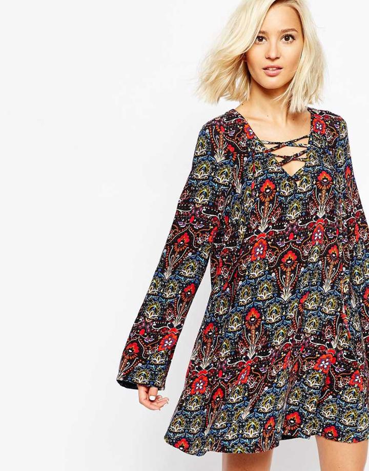 Vero Moda Tie Front Festival Dress - Floral Print