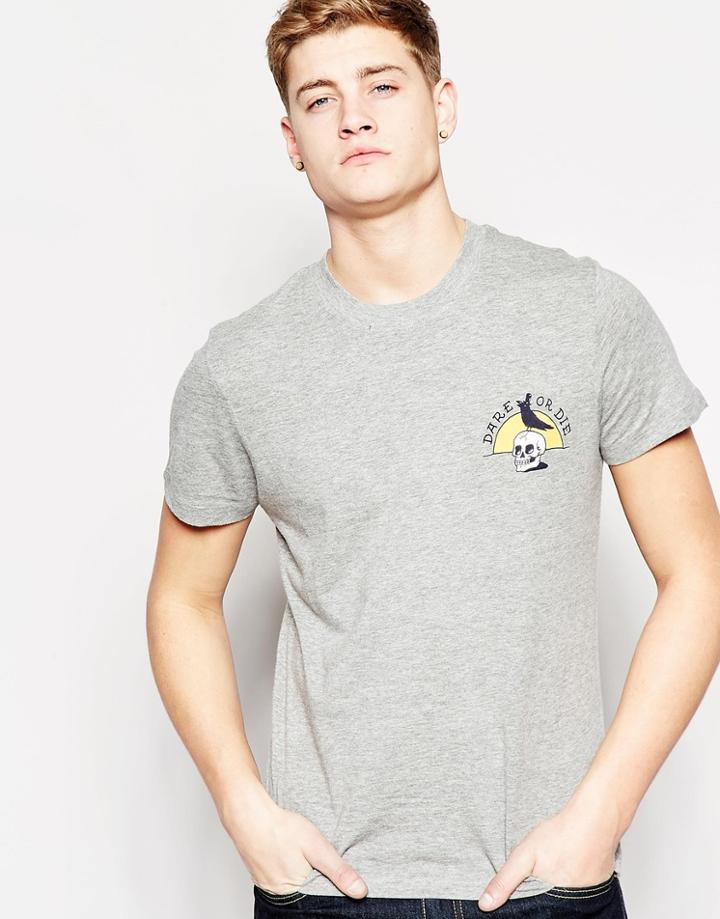 Jack & Jones T-shirt With Dare Or Die Print - Light Gray Marl