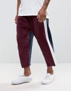 Asos Cropped Joggers With Velour Panel - Red