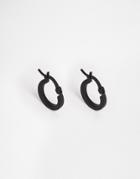Asos Hoop Earrings In Rubber Coated Black - Black